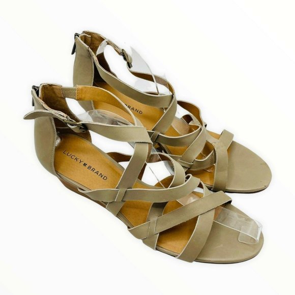 Lucky Brand Jewelia Leather Wedge Sandal 12M NWOT - Picture 3 of 10